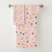Cute Confetti Polka Dots Pattern Blush Green Bad Handdoek (Insitu)