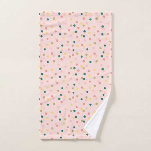 Cute Confetti Polka Dots Pattern Blush Green Bad Handdoek (Handdoek)