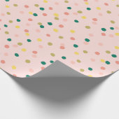Cute Confetti Polka Dots Pattern Blush Green Cadeaupapier (Hoek)