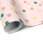 Cute Confetti Polka Dots Pattern Blush Green Cadeaupapier (Rol Hoek)