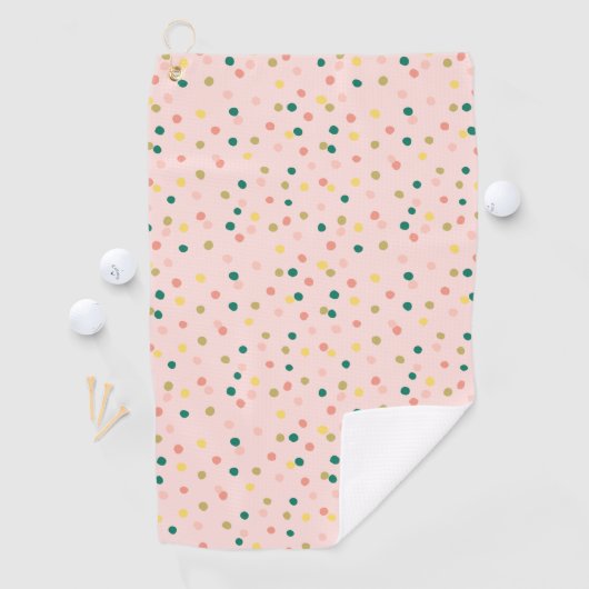Cute Confetti Polka Dots Pattern Blush Green Golfhanddoek (Insitu)