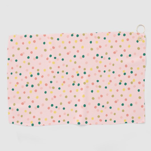 Cute Confetti Polka Dots Pattern Blush Green Golfhanddoek (Horizontaal)