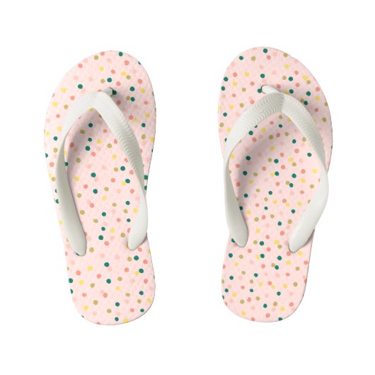 Cute Confetti Polka Dots Pattern Blush Green Kinder Teenslippers (Voetbed)