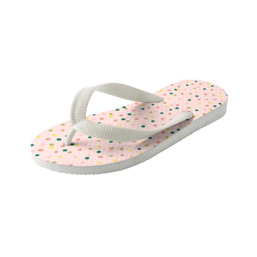 Cute Confetti Polka Dots Pattern Blush Green Kinder Teenslippers (Schuin)