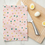 Cute Confetti Polka Dots Pattern Blush Green Theedoek<br><div class="desc">Deze schattige keukenhanddoekset is voorzien van een griezelig confetti polka stippatroon in wazige roze,  groene en gele goud.</div>