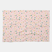 Cute Confetti Polka Dots Pattern Blush Green Theedoek (Horizontaal)