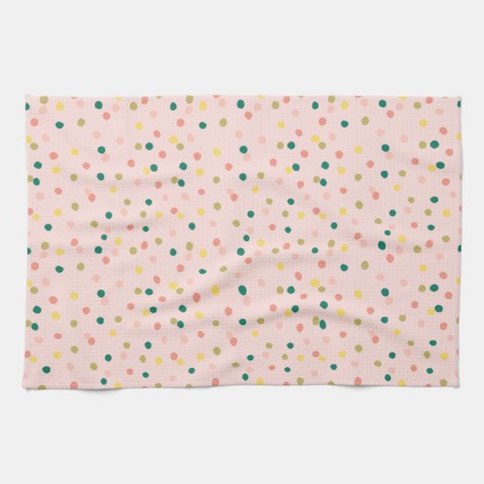 Cute Confetti Polka Dots Pattern Blush Green Theedoek (Horizontaal)