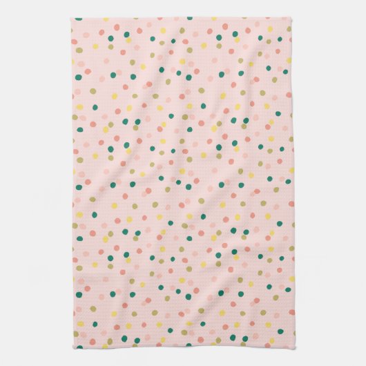 Cute Confetti Polka Dots Pattern Blush Green Theedoek (Verticaal)