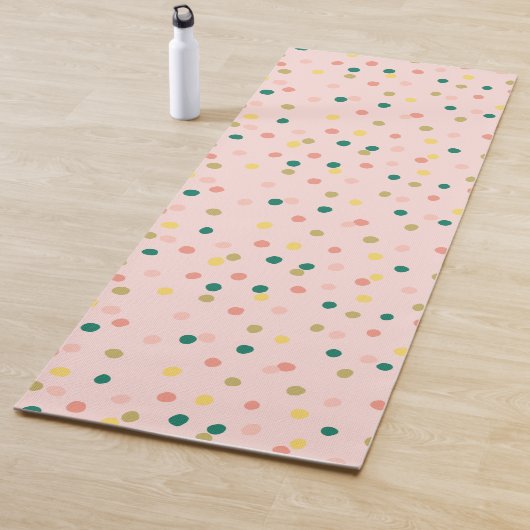 Cute Confetti Polka Dots Pattern Blush Green Yogamat (In situ)
