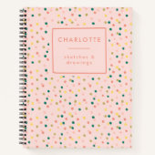 Cute Confetti Polka Dots Pattern Blush Sketchbook Notitieboek (Voorkant)