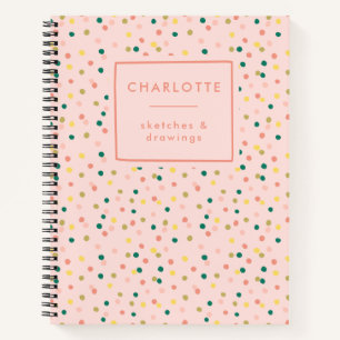 Cute Confetti Polka Dots Pattern Blush Sketchbook Notitieboek