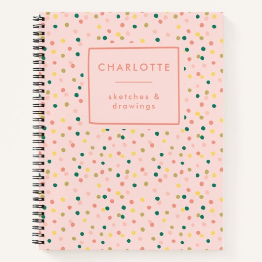 Cute Confetti Polka Dots Pattern Blush Sketchbook Notitieboek (Voorkant)