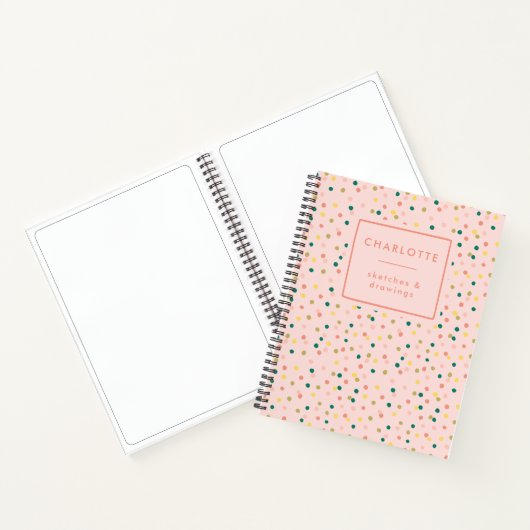 Cute Confetti Polka Dots Pattern Blush Sketchbook Notitieboek (Binnen)