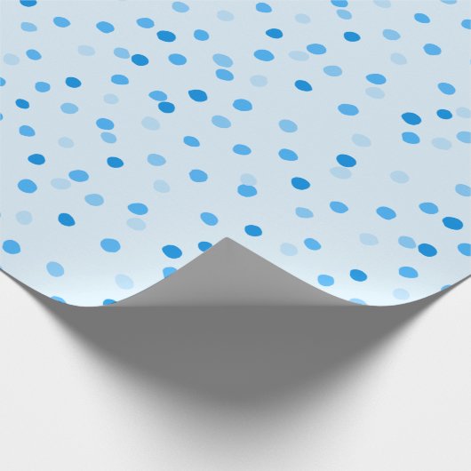 Cute Confetti Polka Dots Pattern in Blue Cadeaupapier (Hoek)