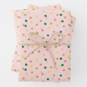 Cute Confetti Polka Dots Pattern roze Green Inpakpapier Vel (In situ)