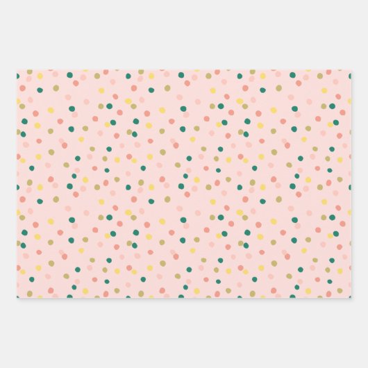 Cute Confetti Polka Dots Pattern roze Green Inpakpapier Vel (Voorkant)