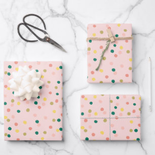 Cute Confetti Polka Dots Pattern roze Green Inpakpapier Vel