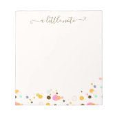 Cute Confetti Signature Script Note Kaart Notitieblok (Voorkant)