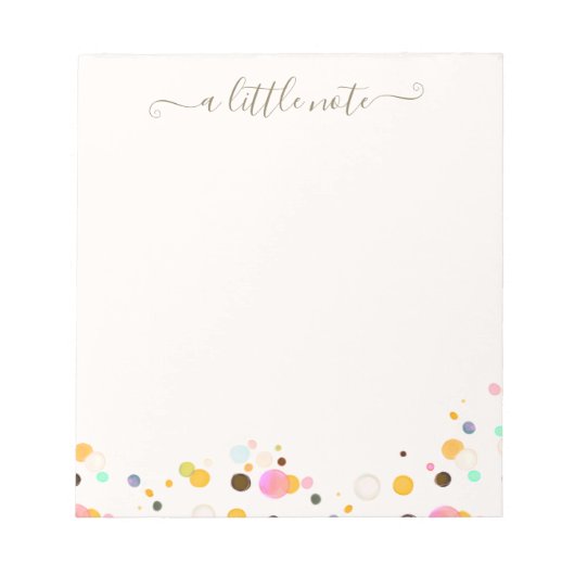 Cute Confetti Signature Script Note Kaart Notitieblok (Voorkant)