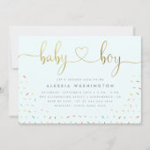 Cute Confetti Sprinkle Gold Boy Baby shower Kaart (Voorkant)