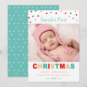 Cute Confetti Stippen Baby eerste kerstfoto Feestdagenkaart (Voorkant / Achterkant)