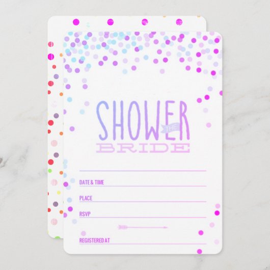 Cute Confetti Vrijgezellenfeest Kaart (Voorkant / Achterkant)