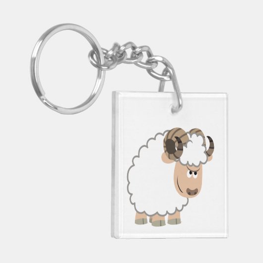 Cute Confident Cartoon Ram Acryllic Sleutelhanger (Voorkant Links)