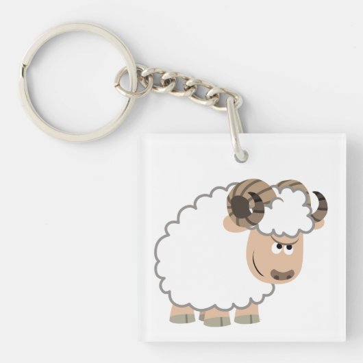 Cute Confident Cartoon Ram Acryllic Sleutelhanger (Voorkant)