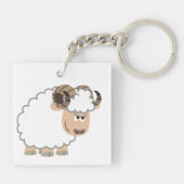 Cute Confident Cartoon Ram Acryllic Sleutelhanger (Achterkant)