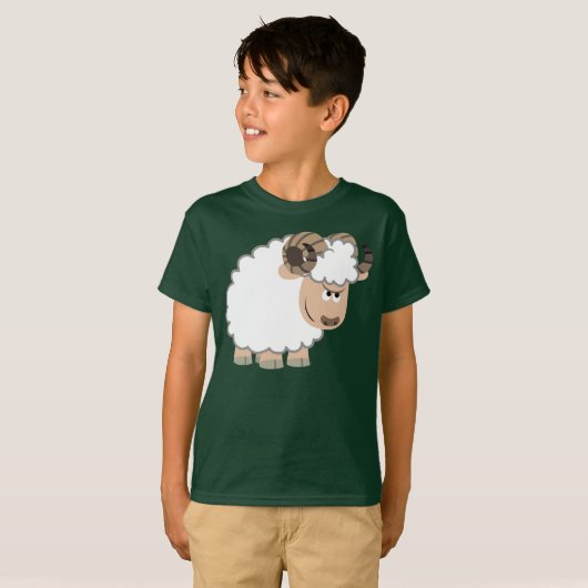 Cute Confident Cartoon Ram Children T-Shirt (Voorkant volledig)