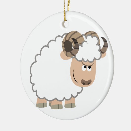 Cute Confident Cartoon Ram Keramisch Ornament (Links)