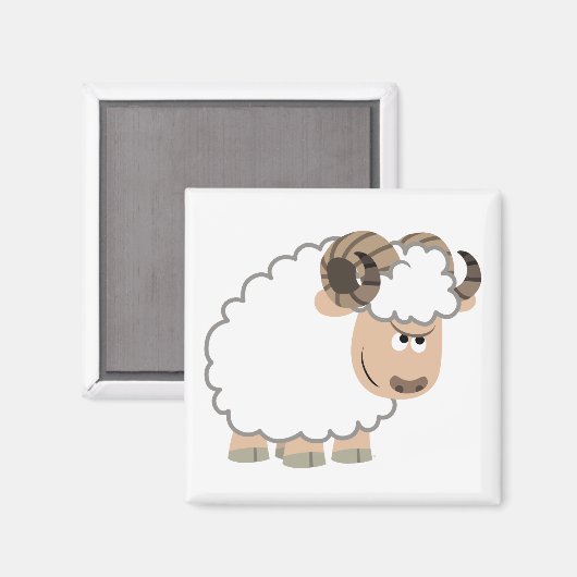 Cute Confident Cartoon Ram Magneet (Voorkant / Achterkant)