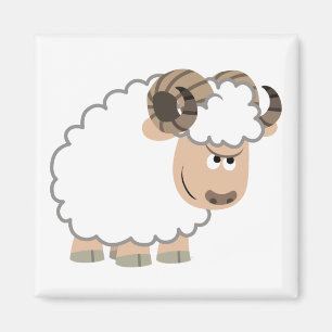 Cute Confident Cartoon Ram Magneet