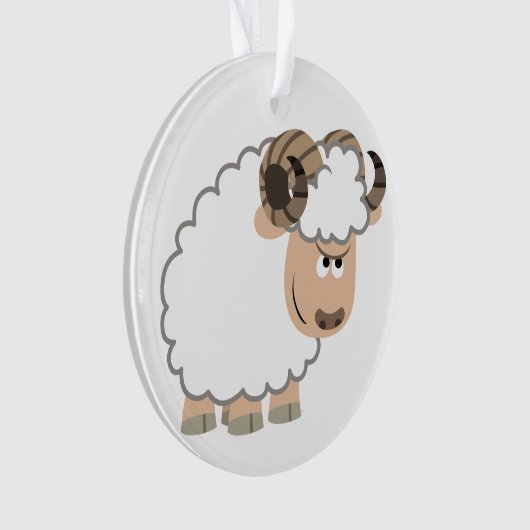 Cute Confident Cartoon Ram Ornament (voorkant)
