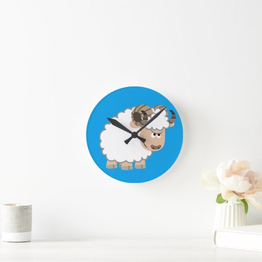 Cute Confident Cartoon Ram Ronde Klok (Huis)