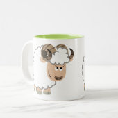 Cute Confident Cartoon Ram Tweekleurige Koffiemok (Voorkant links)