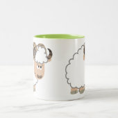 Cute Confident Cartoon Ram Tweekleurige Koffiemok (Center)