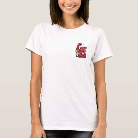 Cute Confused Red Rotary Telephone T-shirt (Voorkant)
