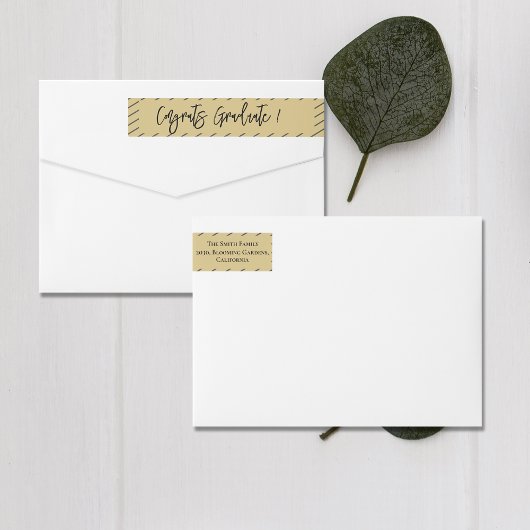 Cute Congrats Afstuderen Brown Stripes Scripts