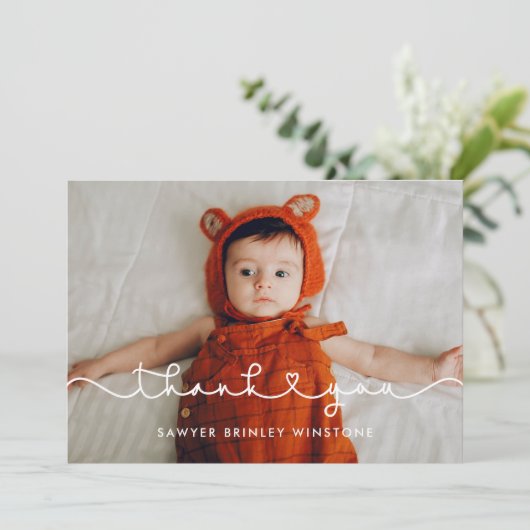 Cute Connect hartfont Baby shower - Hartelijk dank Bedankkaart (Staand voorkant)