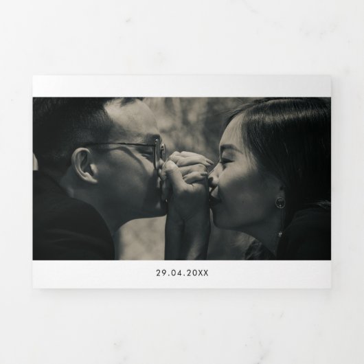 Cute connect hartfont photobruiloft drieluik uitnodiging (Cover)