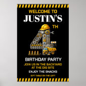 Cute Construction 4e verjaardagsfeestje Poster (Voorkant)
