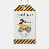 Cute Construction Birthday Boy Party 2nd Birthday Cadeaulabel (Voorkant)