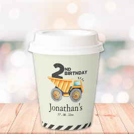 Cute Construction Birthday Boy Party 2nd Years Papieren Bekers