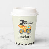 Cute Construction Birthday Boy Party 2nd Years Papieren Bekers (Achterkant)