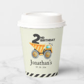 Cute Construction Birthday Boy Party 2nd Years Papieren Bekers (Voorkant)