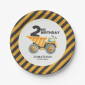 Cute Construction Birthday Boy Party 2nd Years Papieren Bordje (Voorkant)