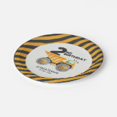 Cute Construction Birthday Boy Party 2nd Years Papieren Bordje (Gekanteld)