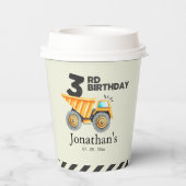 Cute Construction Birthday Boy Party 3th Years Papieren Bekers (Achterkant)