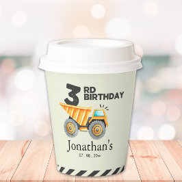 Cute Construction Birthday Boy Party 3th Years Papieren Bekers